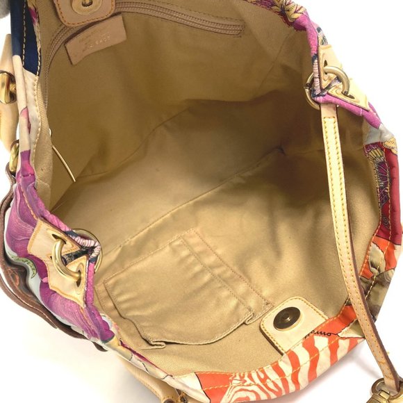 Salvatore Ferragamo Animal Print Tiger Handbag/Tote Bag Nylon Women's Multicolor